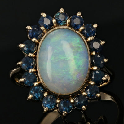 2.21ct Opal & Sapphire Ring Yellow Gold