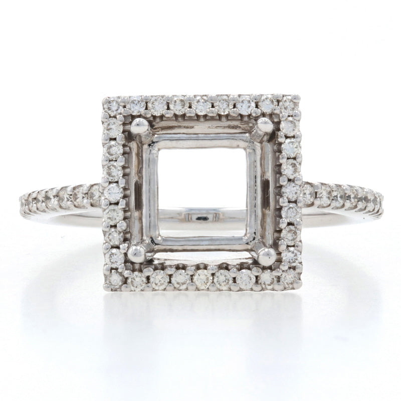 Semi-Mount Halo Ring White Gold