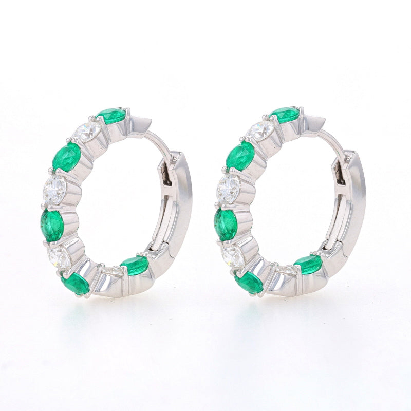 2.42ctw Emerald and Diamond Earrings White Gold
