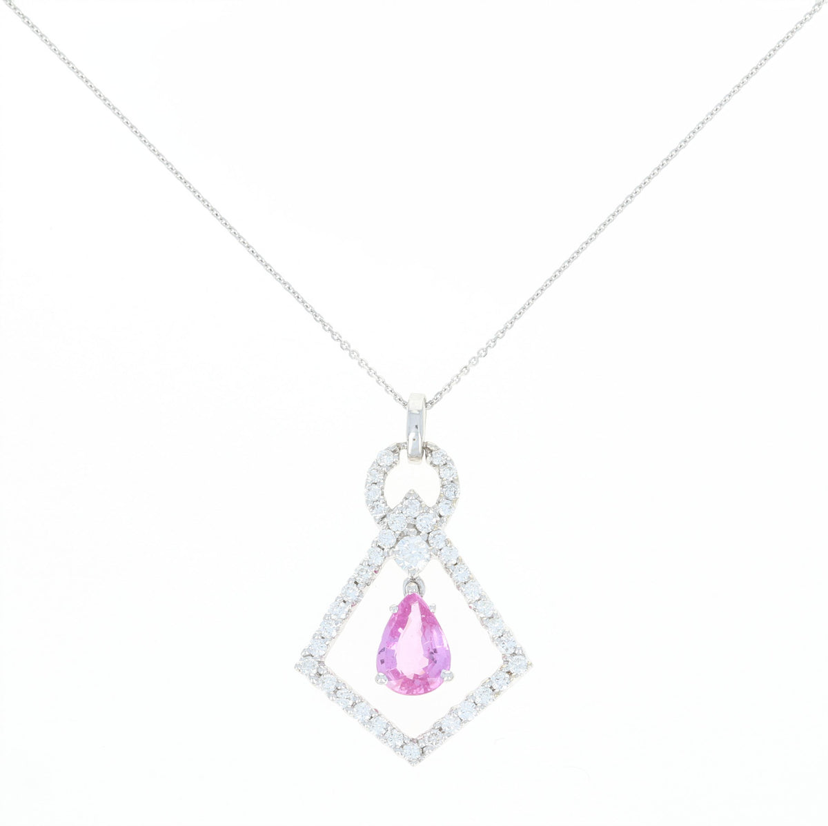 Pink Sapphire & Diamond Pendant Necklace 16" 1.61ctw