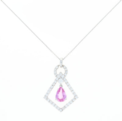 Pink Sapphire & Diamond Pendant Necklace 16" 1.61ctw