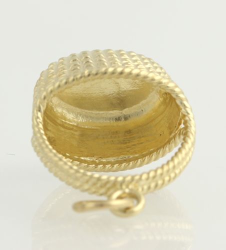 Woven Basket Pendant - 14k Yellow Gold Charm