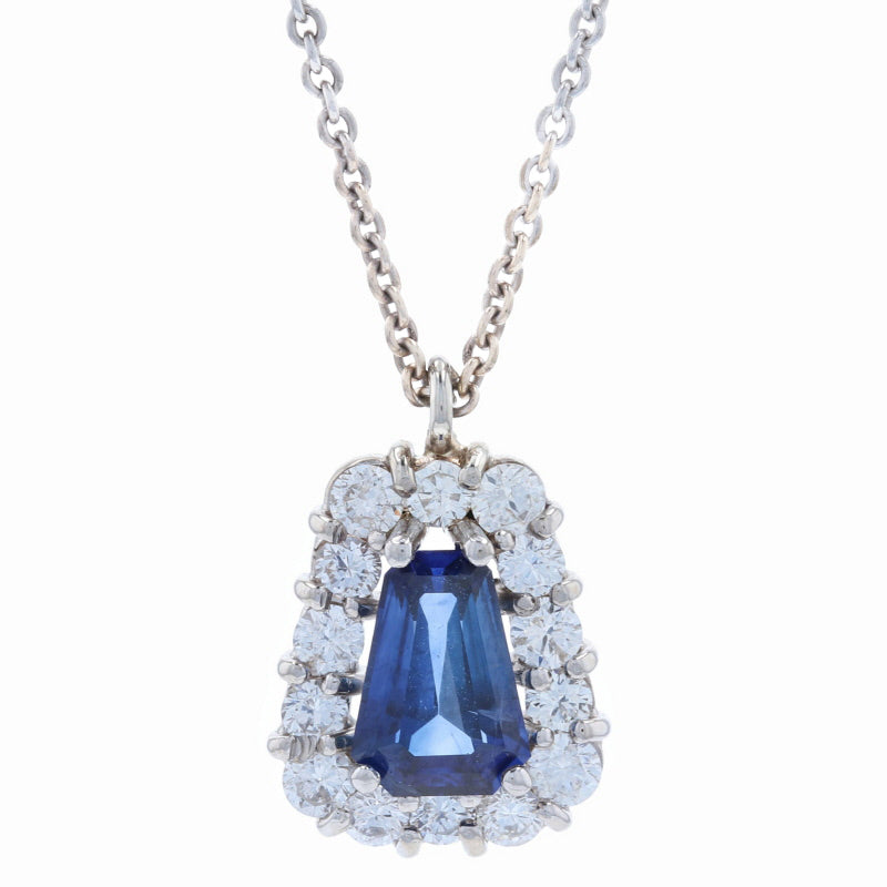 1.28ct Sapphire & Diamond Necklace White Gold