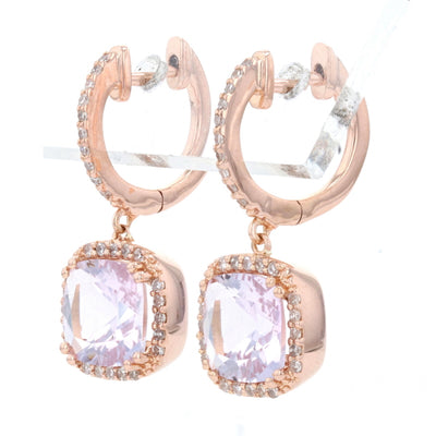 3.60ctw Morganite & Diamond Earrings Rose Gold