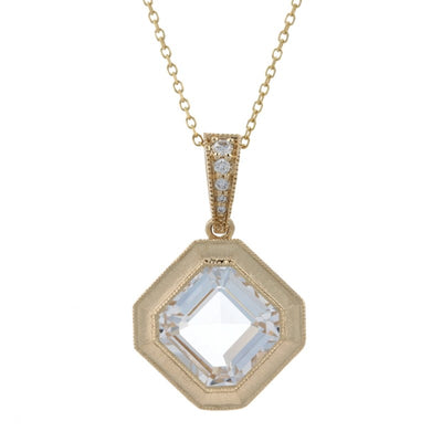 2.98ct Quartz & Diamond Necklace Yellow Gold