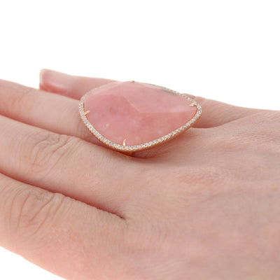 Pink Opal & Diamond Ring .37ctw