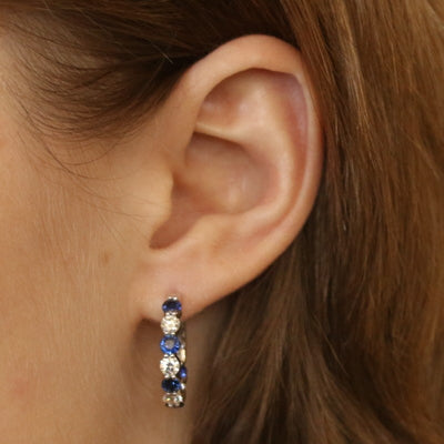 3.98ctw Sapphire & Diamond Earrings White Gold
