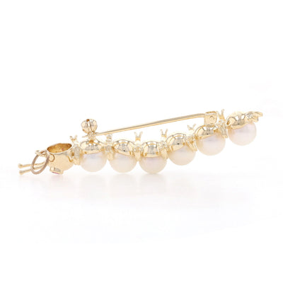 Cultured Pearl & Ruby Brooch/Pendant Yellow Gold