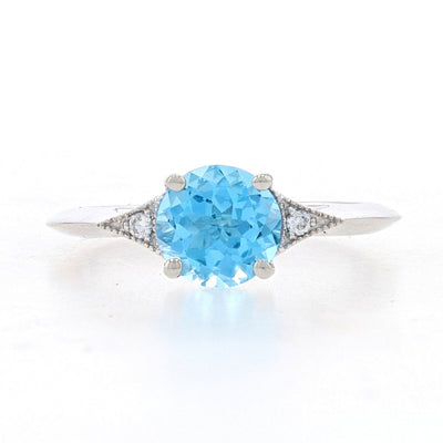 1.34ctw Blue Topaz & Diamond Ring White Gold