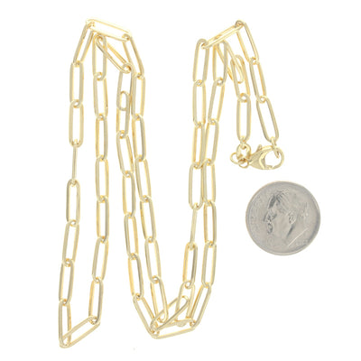 Paperclip Chain Necklace Yellow Gold