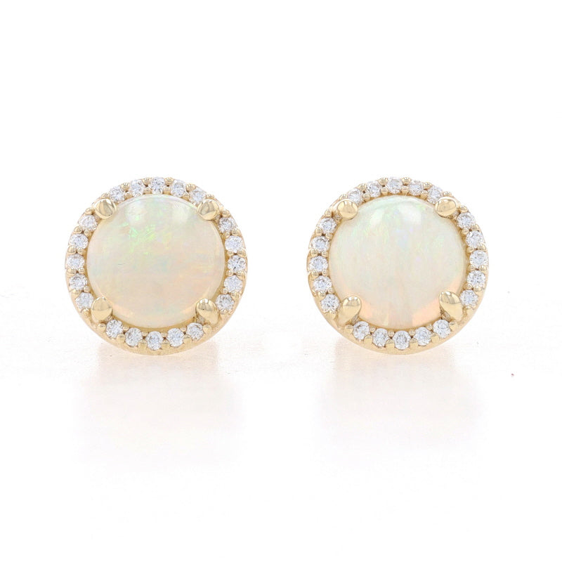 1.47ctw Opal & Diamond Earrings Yellow Gold
