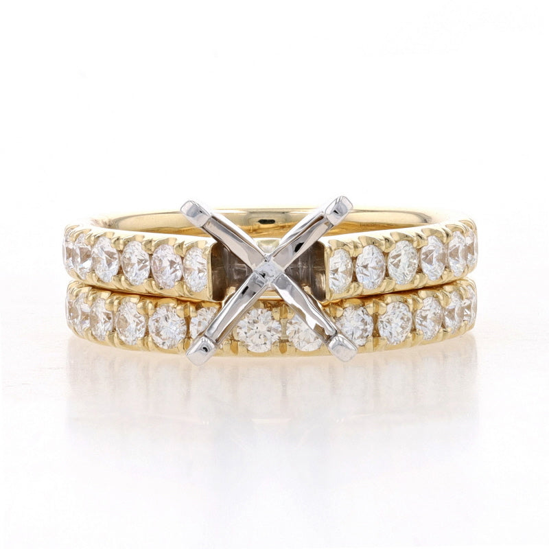 1.58ctw Diamond Engagement Ring & Wedding Band Yellow Gold
