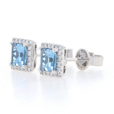 .91ctw Aquamarine & Diamond Earrings White Gold