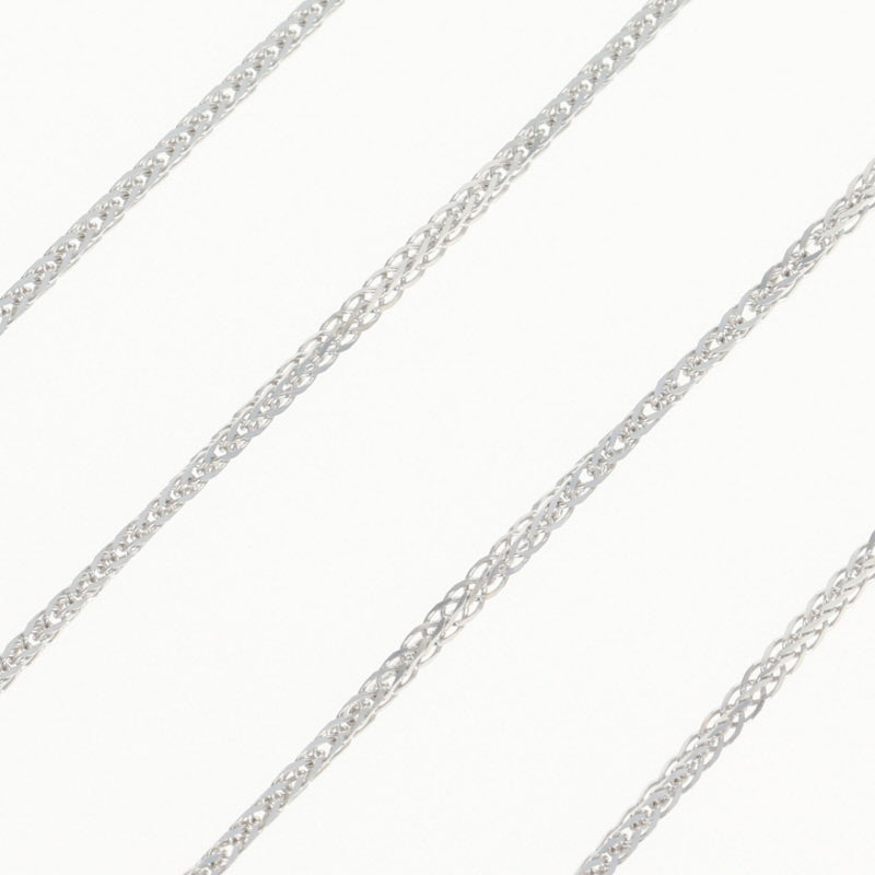 Diamond Cut Squared Wheat Chain Necklace White Gold