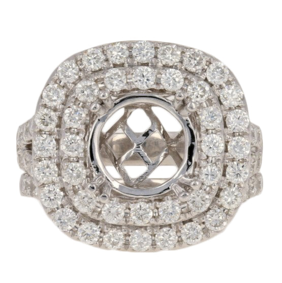 Semi-Mount Double Halo Engagement Ring & Wedding Band 2.35ctw