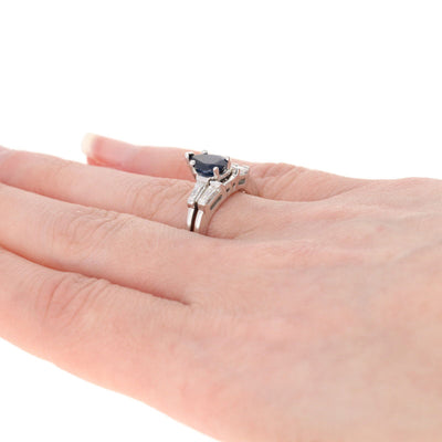 Sapphire & Diamond Engagement Ring & Wedding Band 1.32ct