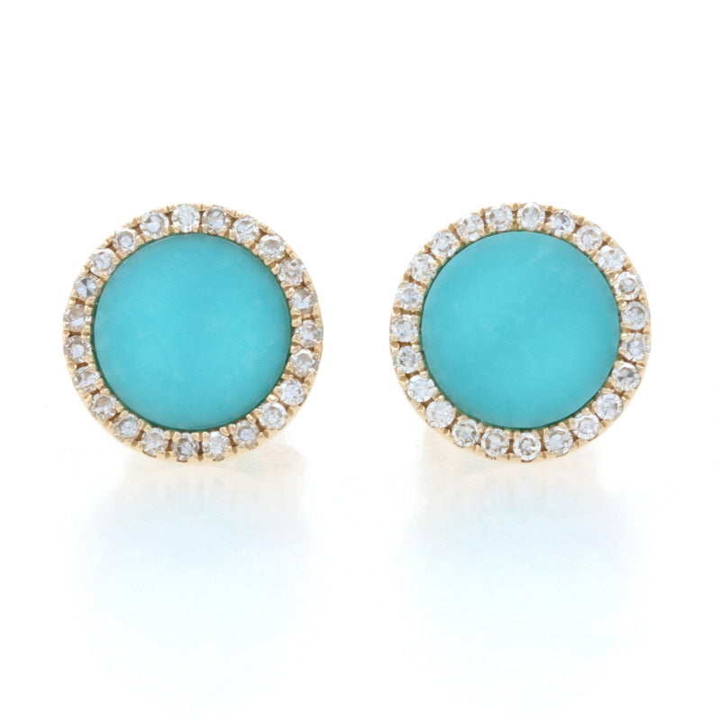 Turquoise & Diamond Earrings Yellow Gold
