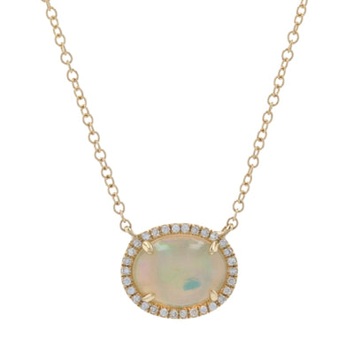 1.02ct Opal & Diamond Necklace Yellow Gold