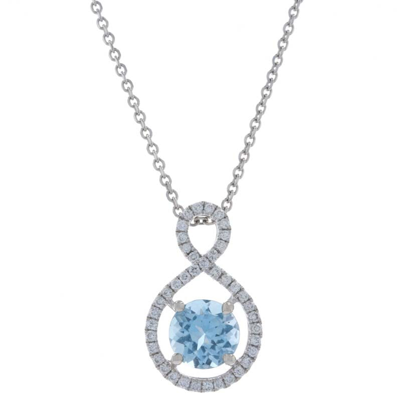 .98ct Aquamarine & Diamond Pendant Necklace White Gold