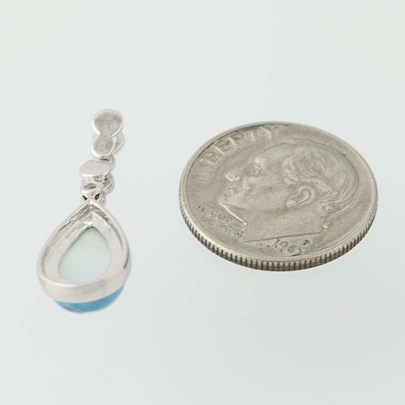 Blue Topaz Over Mother of Pearl & Diamond Pendant