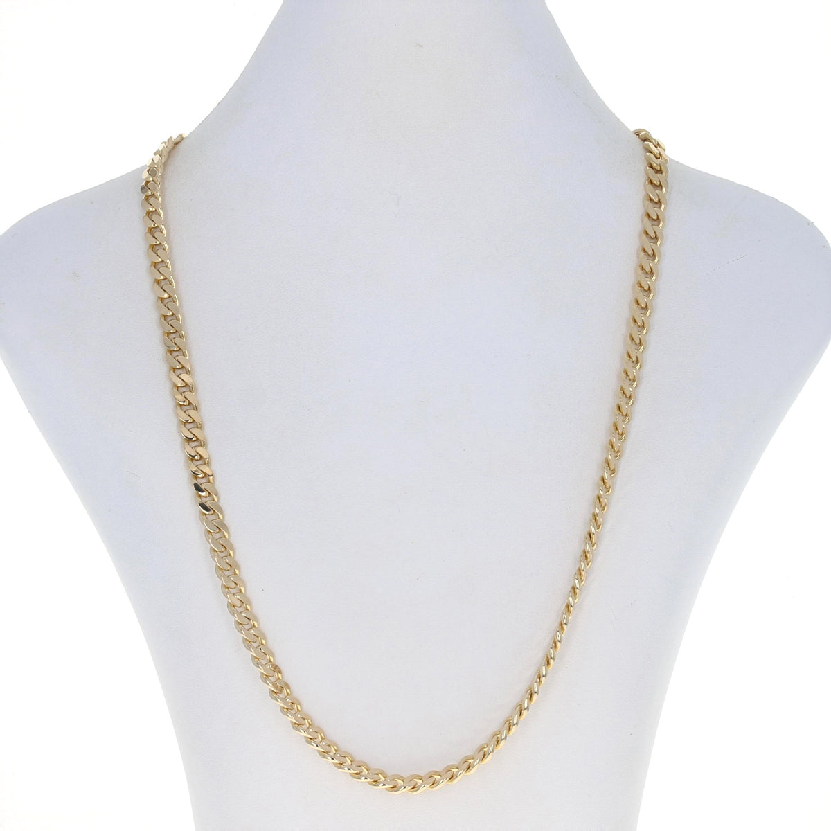 Diamond Cut Curb Chain Necklace Yellow Gold
