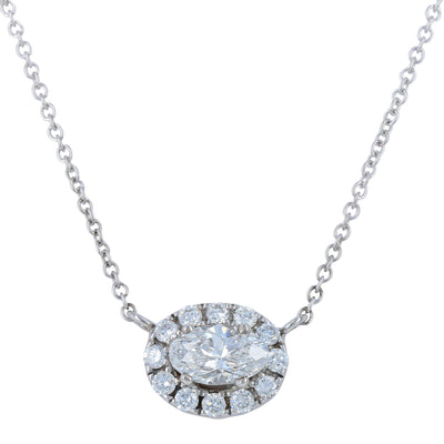 .75ctw Diamond Halo Necklace White Gold