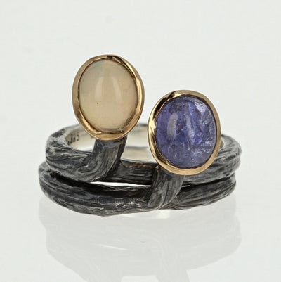 Bora Tanzanite Welo Opal Sterling Silver Ring Set
