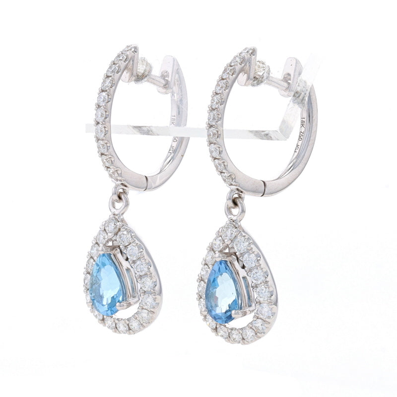 1.39ctw Aquamarine and Diamond Earrings White Gold