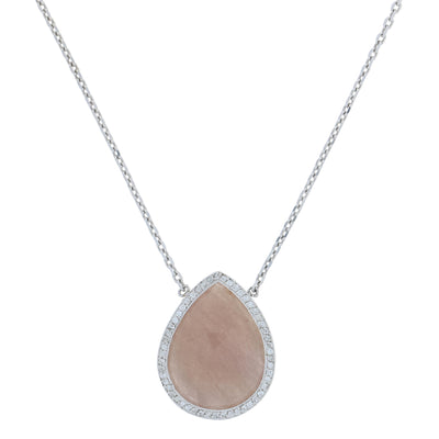 Pink Sapphire Slice & Diamond Necklace