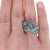 John Hardy Pave Blue Topaz Classic Chain Overlap Ring Sterling Silver