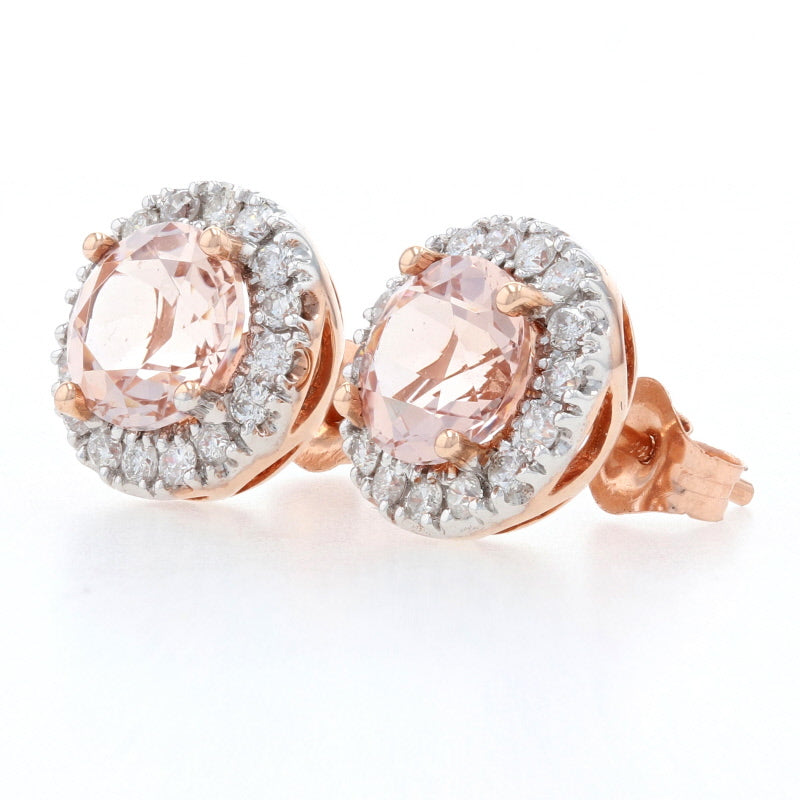 1.20ctw Morganite & Diamond Earrings Rose Gold