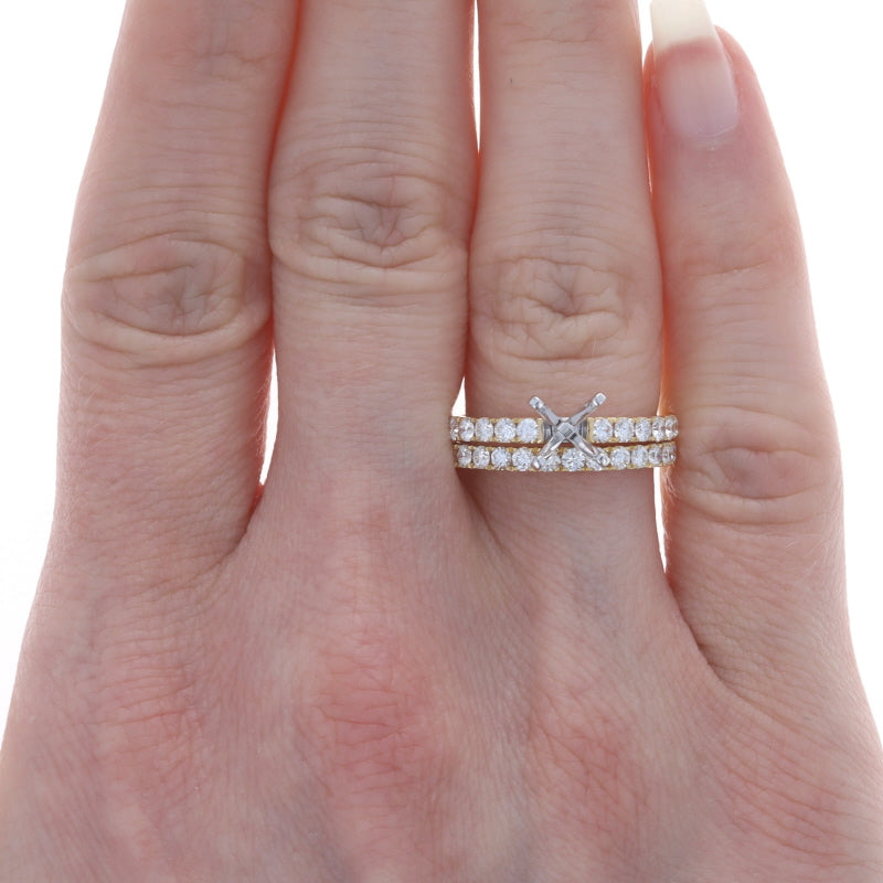 1.26ctw Diamond Engagement Ring & Wedding Band Yellow Gold